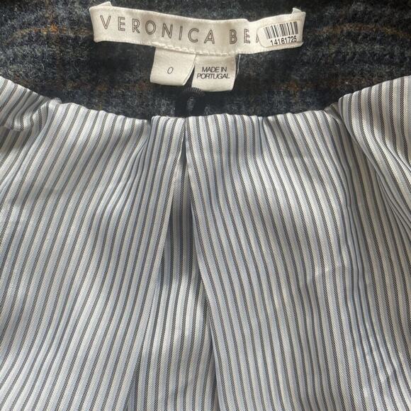 Veronica Beard Yareli Blazer Jacket Wool Glen Plaid Gray Blue Double Breasted 0 - Picture 8 of 9